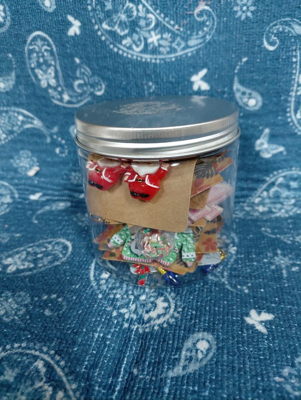 Mystery Jar Of Assorted Handmade Christmas Earrings...12 Pair